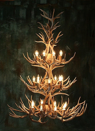 24 Light Reagan Tall Mule Deer Antlers Chandelier 60"H