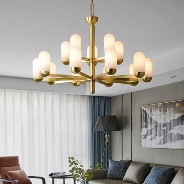 Olivia Alabaster Brass Chandelier Living Dining Lighting