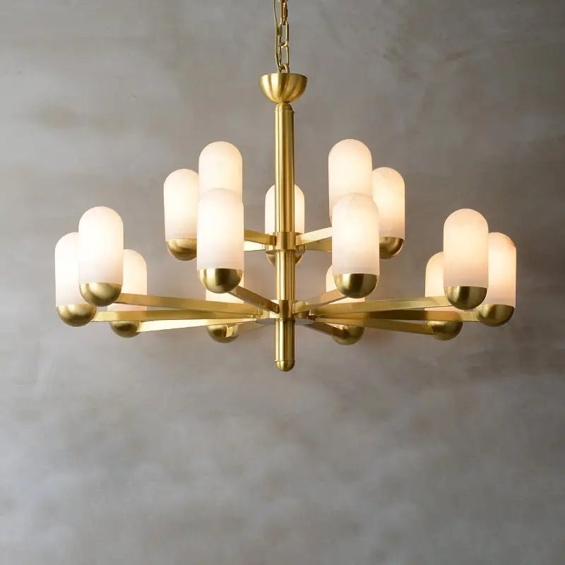 Olivia Alabaster Brass Chandelier Living Dining Lighting