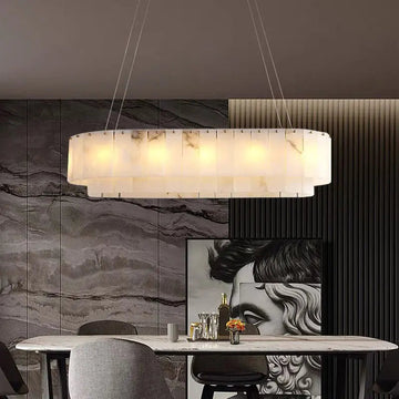 Olivia Alabaster Dining Room Round Chandelier Lighting