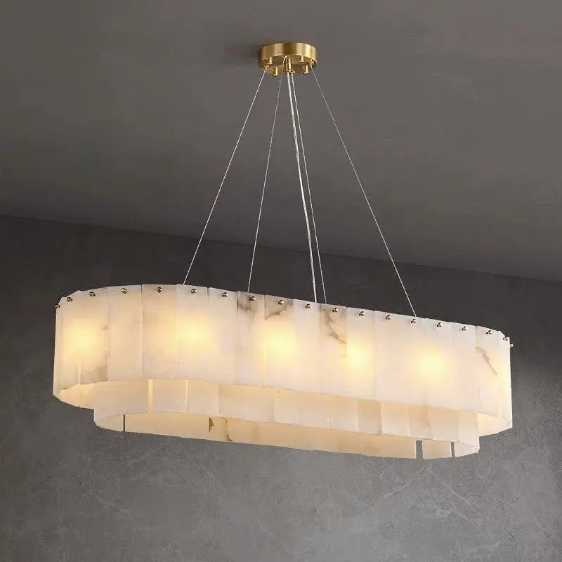 Olivia Alabaster Dining Room Round Chandelier Lighting