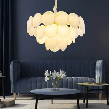 Olivia Spain Alabaster Brass Living Room Chandelier