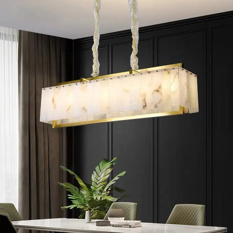 Olivia Spain Alabaster Rectangular Dining Room Chandeliers