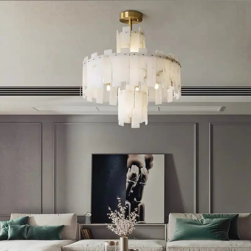 Olivia Spain Alabaster Round Modern Chandeliers