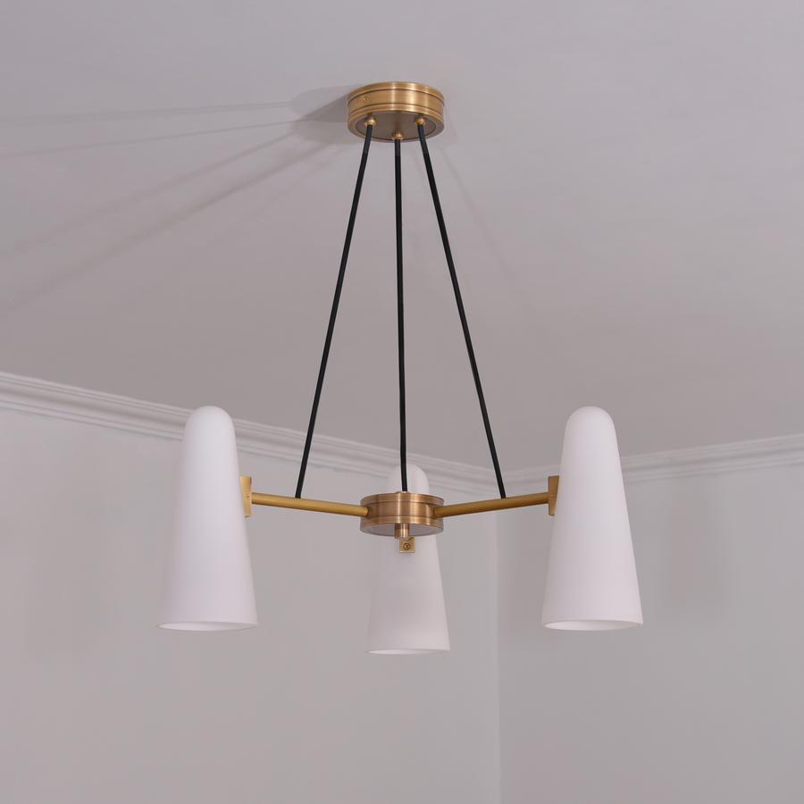 Olivia White Porcelain Round Chandelier 3-Lights