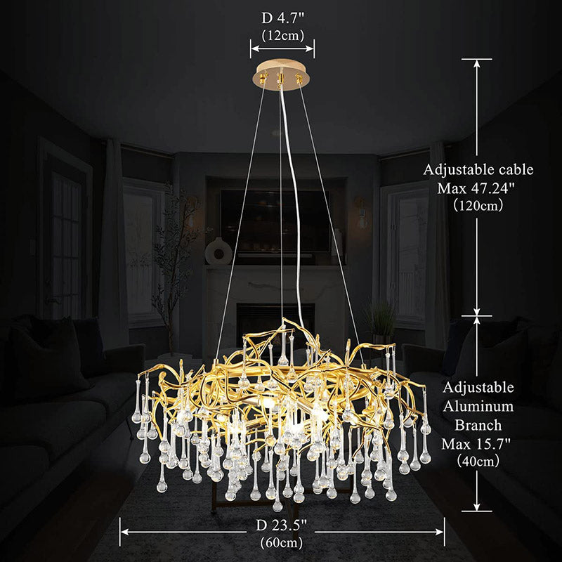 Olivia Doris Crystal Round Branch Chandelier 23.5"D Gold