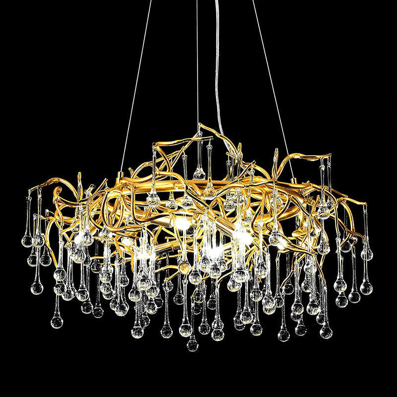 Olivia Doris Crystal Round Branch Chandelier 23.5"D Gold