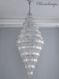 Chrome Extra Large Crystal Chandelier for Foyer Staircase Living Room Entrance Ceiling Light Fixture In Silver Customer review