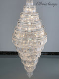 Chrome Extra Large Crystal Chandelier for Foyer Staircase Living Room Entrance Ceiling Light Fixture In Silver