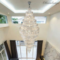 Chrome Extra Large Shiny Fabulous Crystal Chandelier for Foyer Staircase Big House Living Room High Ceiling Light Fixture In Silver