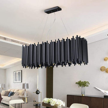 Olivia Dore Black Tubular Rectangle Chandelier 32" 40"