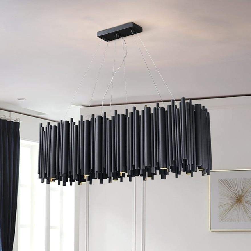 Olivia Dore Black Tubular Rectangle Chandelier 32" 40"