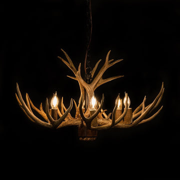 8 Light Reagan Tall Mule Deer Antlers Chandelier 24"H