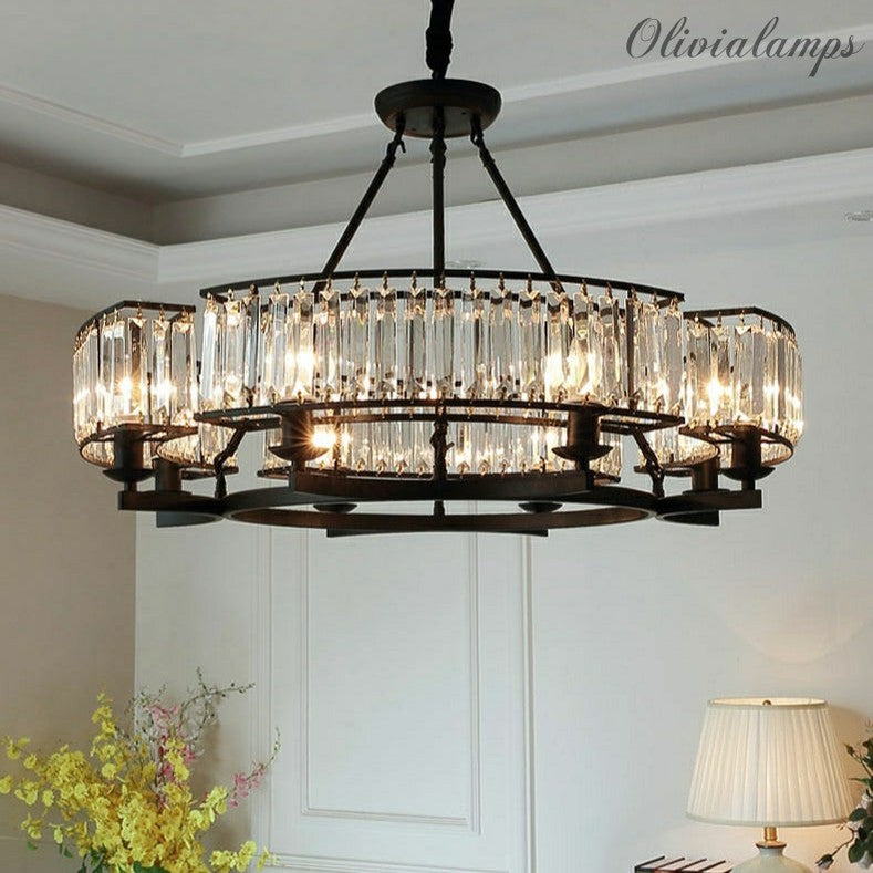 Decorative 8-Light Crystal Ceiling Chandelier D31.5"