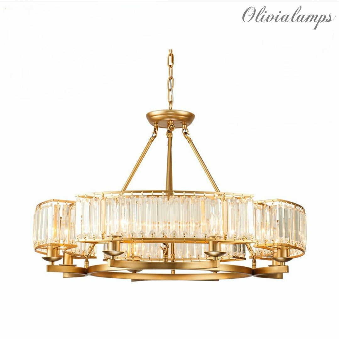 Decorative 8-Light Crystal Ceiling Chandelier D31.5"