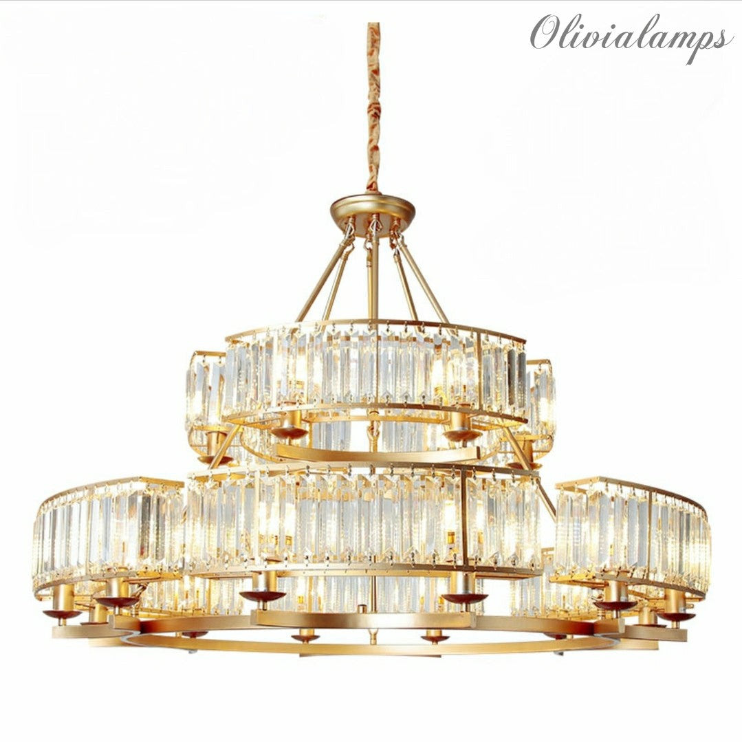 Decorative 18-Light Crystal Ceiling Chandelier D41.3"