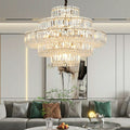 Decorative Living Room Ring Crystal Chandelier Chrome Ceiling Lighting Fixture For Bedroom