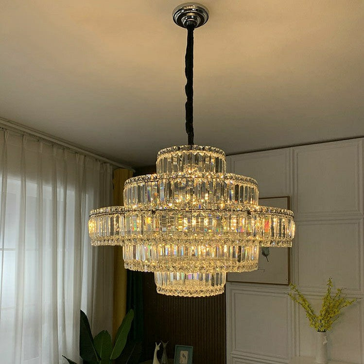 Decorative Living Room Ring Crystal Chandelier Chrome Ceiling Lighting Fixture For Bedroom