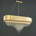 Decorative Gold Round Crystal Living Room Chandelier Light Oval Pendant Lamp For Dining Room Kitchen Table