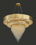 Decorative Gold Round Crystal Living Room Chandelier Light Oval Pendant Lamp For Dining Room Kitchen Table