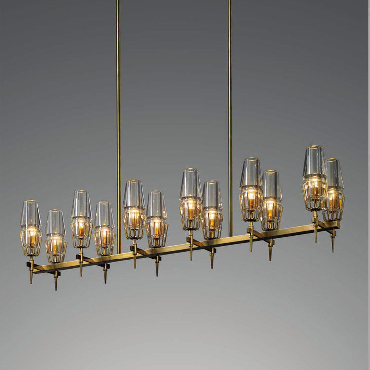 Olivia David Glass Round Chandelier Brass