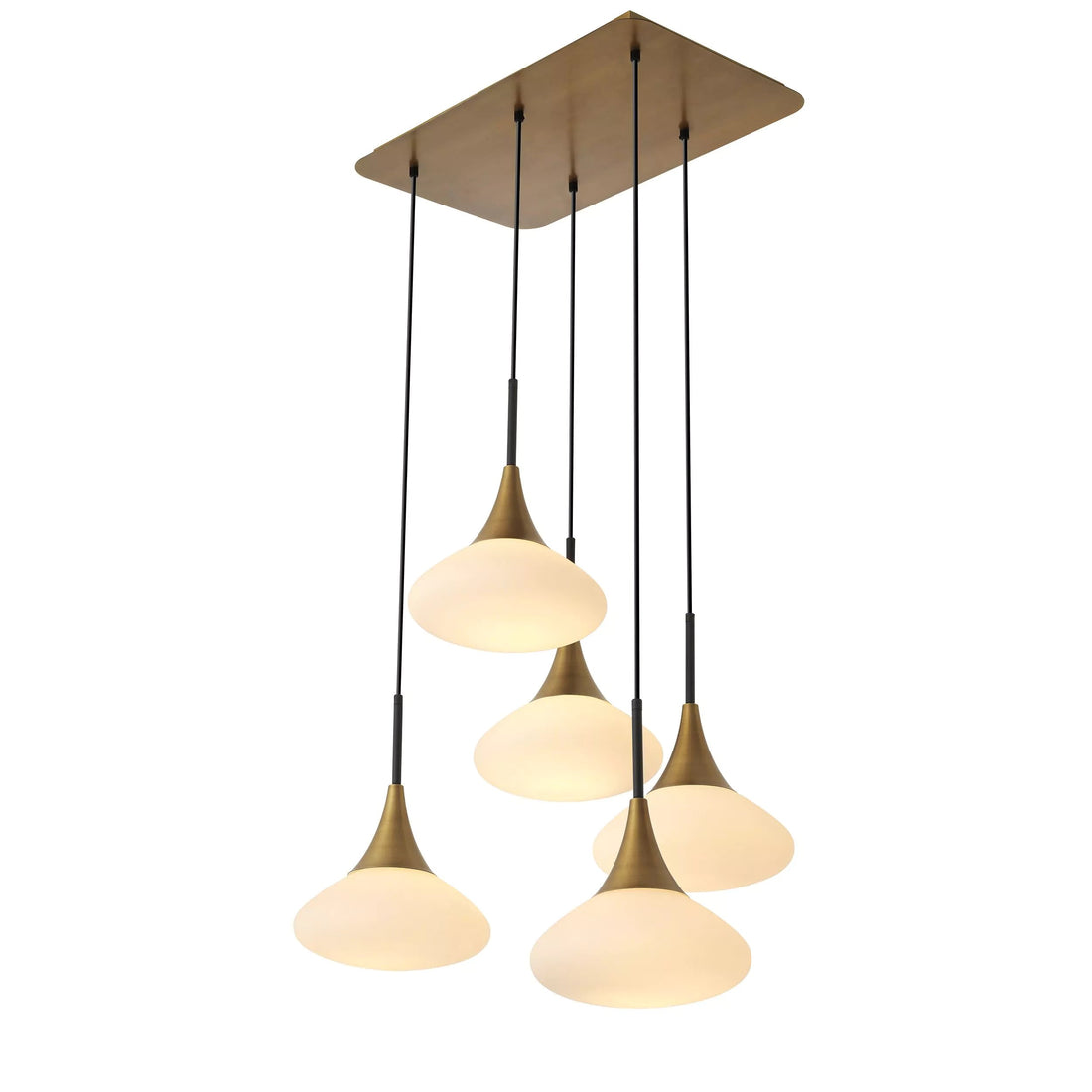 Olivia Duco L Modern Brass Chandelier - Antique Brass Finish | White Glass | Black Finish | Alabaster - Eichholtz