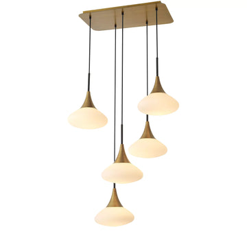 Olivia Duco L Modern Brass Chandelier - Antique Brass Finish | White Glass | Black Finish | Alabaster - Eichholtz