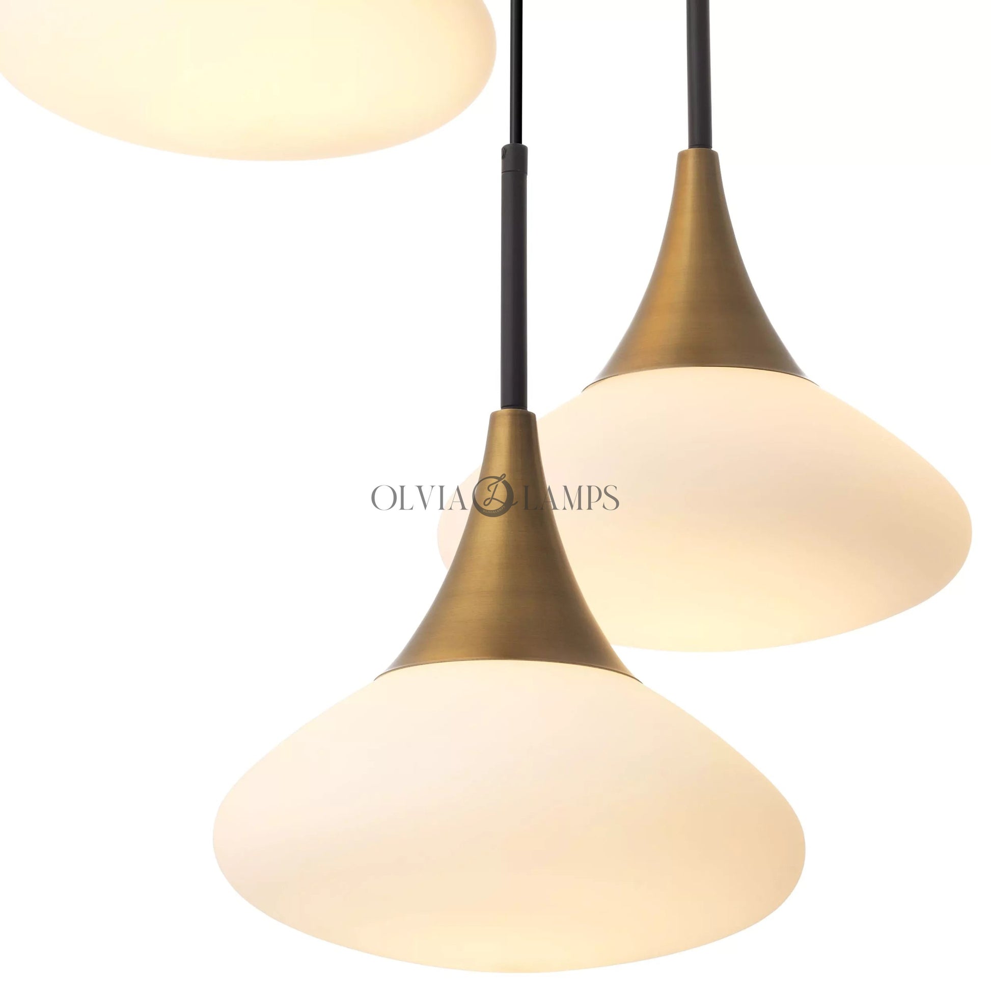 Duco S Modern Brass Chandelier - [Antique Brass Finish | White Glass | Black Finish | Alabaster]