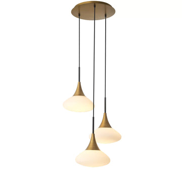 Olivia Duco S Modern Brass Chandelier - Antique Brass Finish | White Glass | Black Finish | Alabaster - Eichholtz