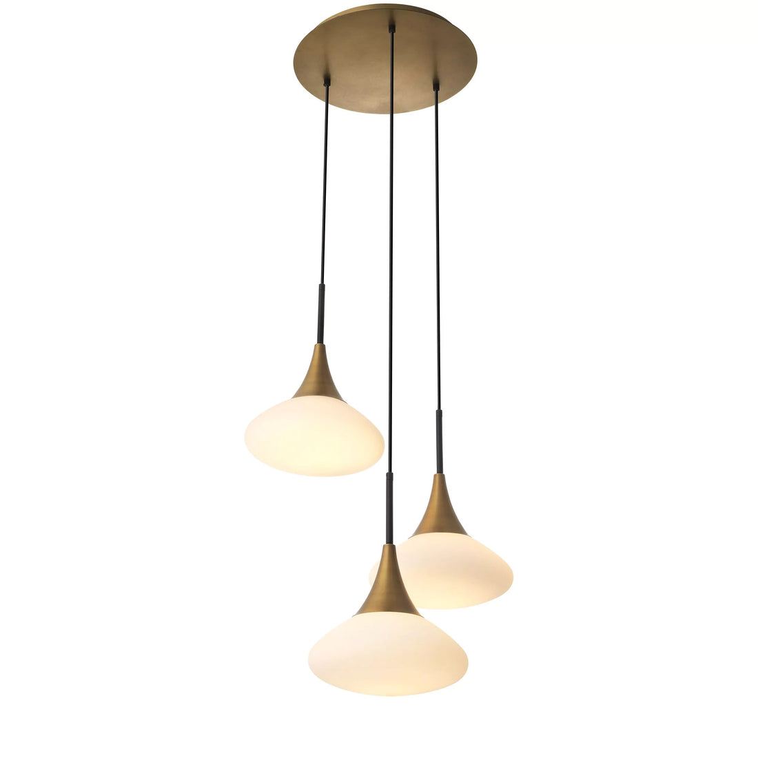 Olivia Duco S Modern Brass Chandelier - Antique Brass Finish | White Glass | Black Finish | Alabaster - Eichholtz