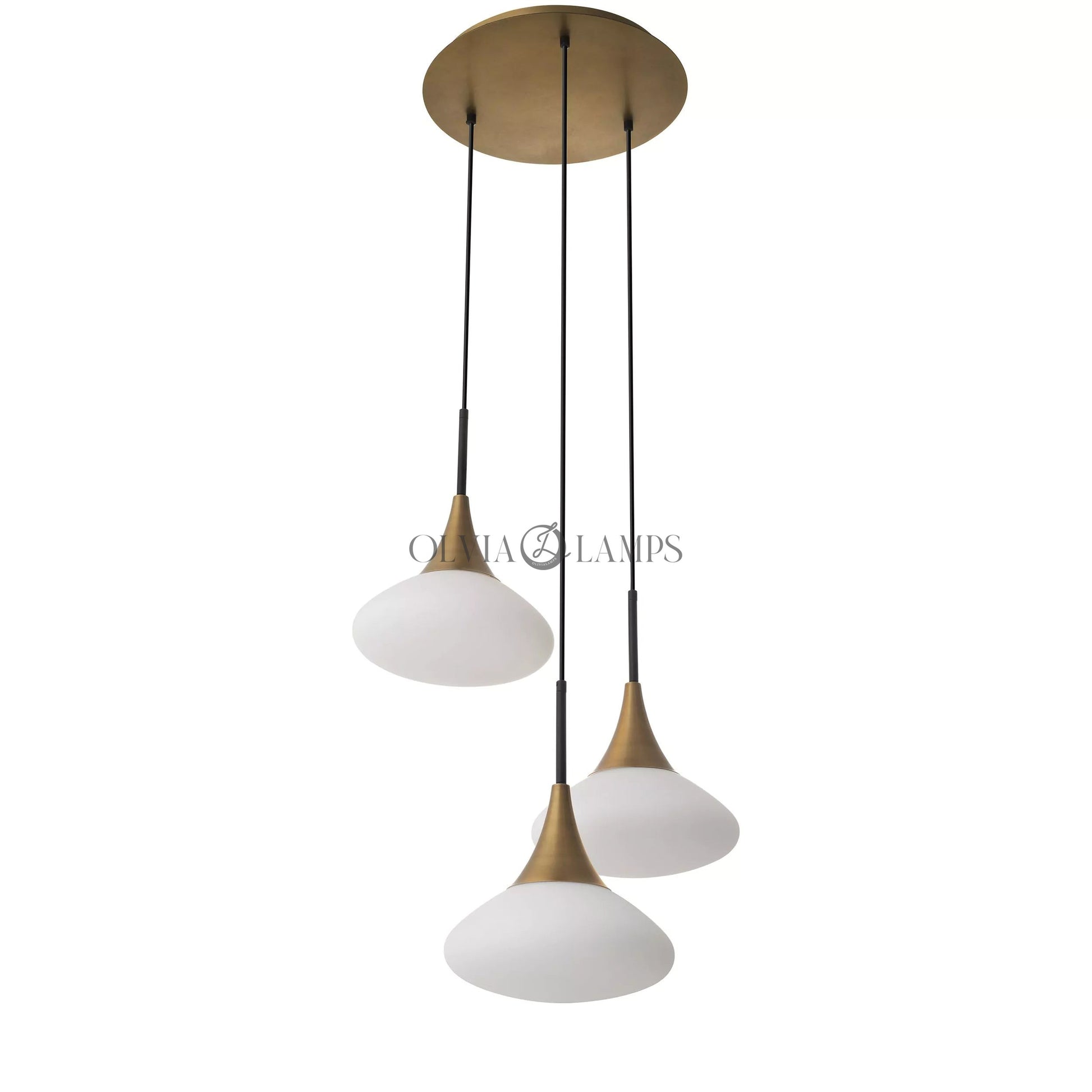 Duco S Modern Brass Chandelier - [Antique Brass Finish | White Glass | Black Finish | Alabaster]