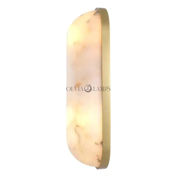 Brass and White Alabaster Wall Light