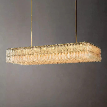 Olivia Chiaravalle Glass Tiered Rectangular Chandelier 74"W