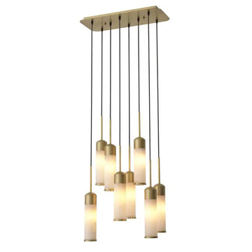 Olivia EOS Modern Brass Chandelier - Antique Brass Finish | Alabaster - Eichholtz