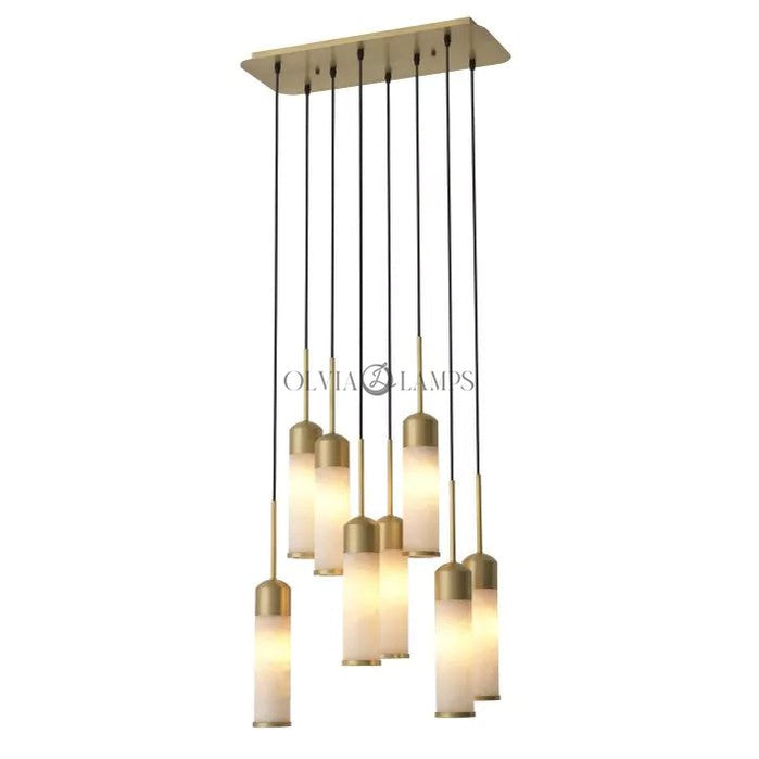 EOS Modern Brass Chandelier - [Antique Brass Finish | Alabaster]