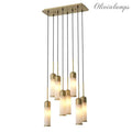 EOS Modern Brass Chandelier - [Antique Brass Finish | Alabaster]