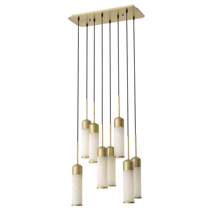 Olivia EOS Modern Brass Chandelier - Antique Brass Finish | Alabaster - Eichholtz