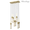 EOS Modern Brass Chandelier - [Antique Brass Finish | Alabaster]