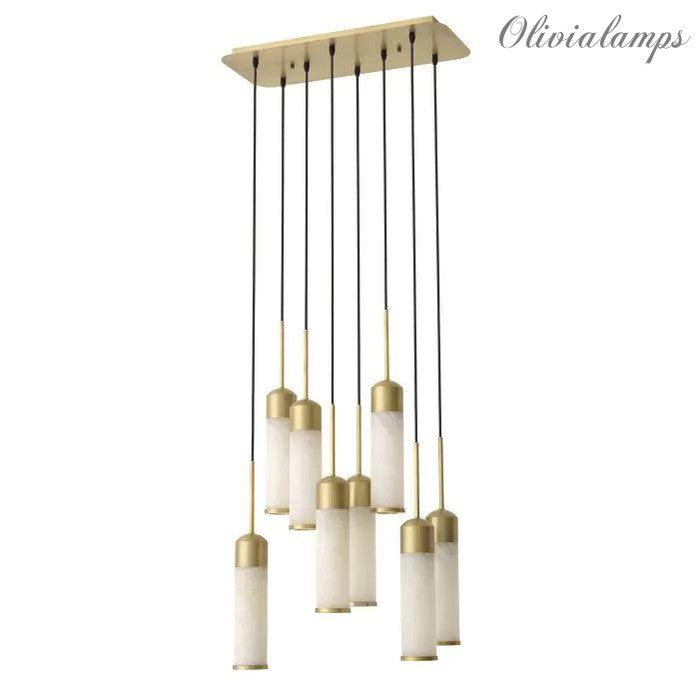 EOS Modern Brass Chandelier - [Antique Brass Finish | Alabaster]