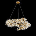 Elegant Brass Branch Chandelier Crystal Leaves Pendant Light For Living/ Bedroom Decor