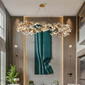 Elegant Brass Branch Chandelier Crystal Leaves Pendant Light For Living/ Bedroom Decor