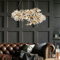 Elegant Brass Branch Chandelier Crystal Leaves Pendant Light For Living/ Bedroom Decor