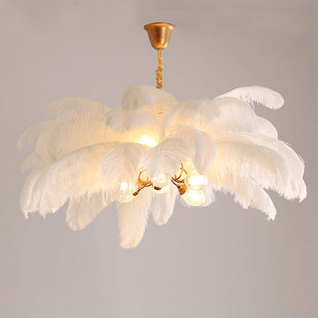 Olivia Elva Brass Palm Tree Feather Chandelier