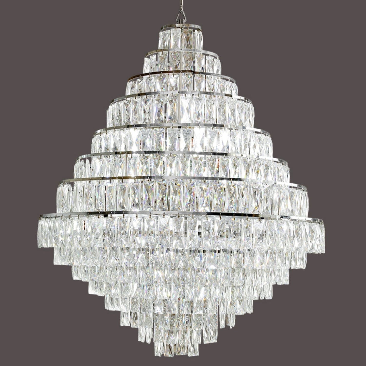 Extra Large Decorative Crystal Chandelier Foyer Hall Ceiling Light Fixture For Staircase In Gold/ Chrome