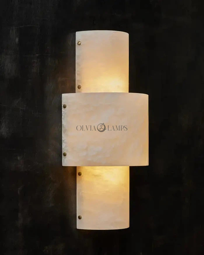 Half Cylinder Alabaster Wall Sconces