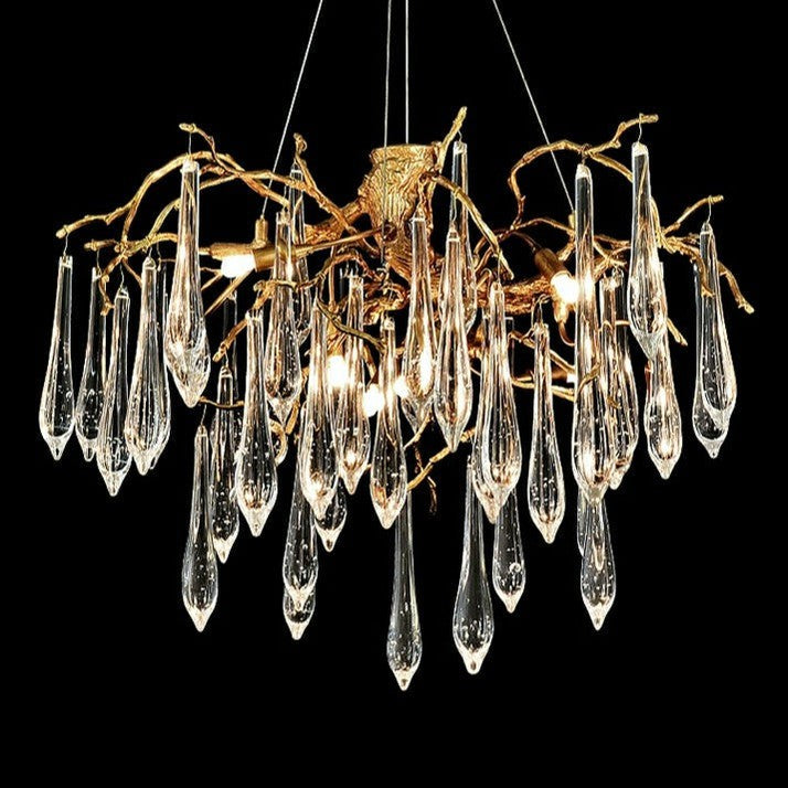 French Style Living Room Branch Crystal Drops Chandelier