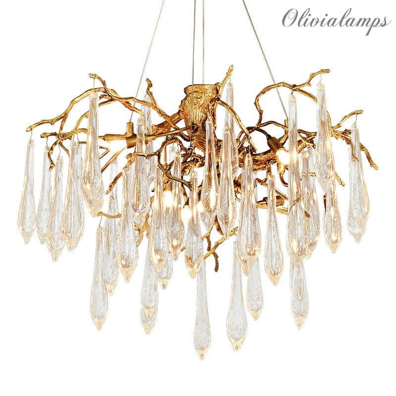 French Style Living Room Branch Crystal Drops Chandelier