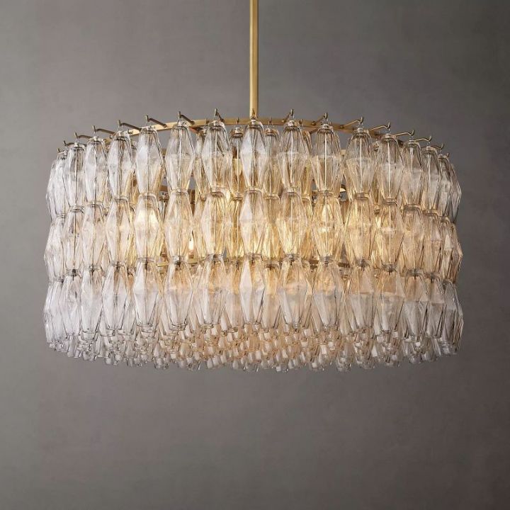 Galaxy Clear Glass Round Chandelier 37"