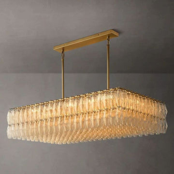 Galaxy Glass Rectangular Chandelier 54"