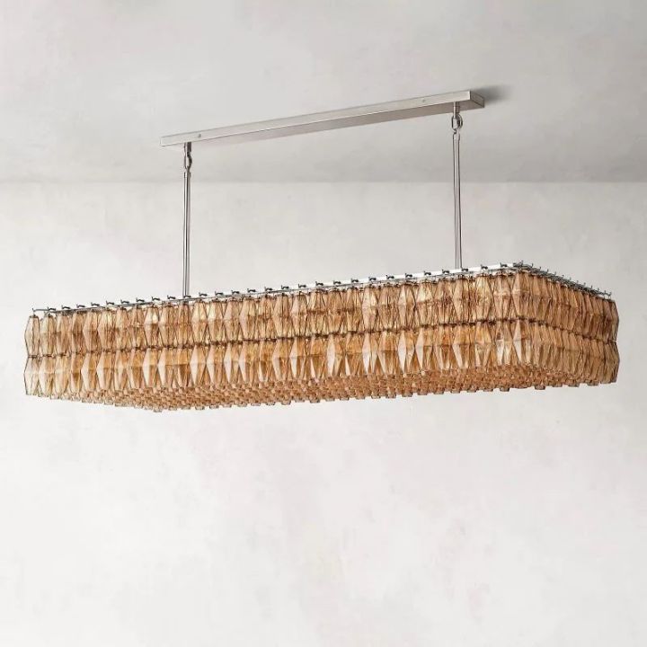 Galaxy Smoke Glass Rectangular Chandelier 74"